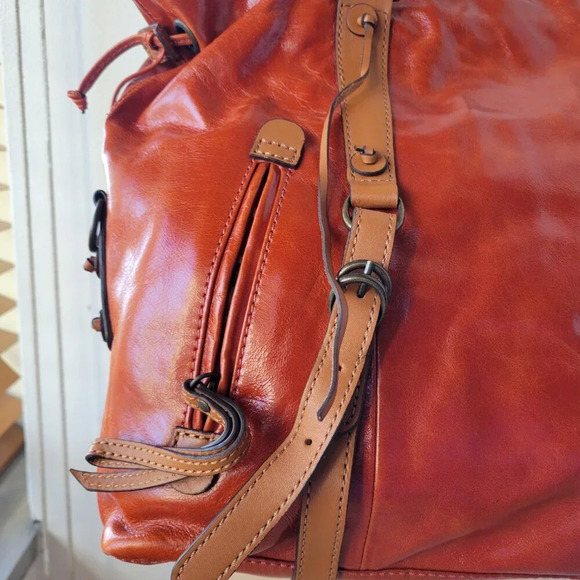 HYPE Genuine Leather Large Brown Glazed Tassel Shoulder Bag - NWT - Picture 6 of 15